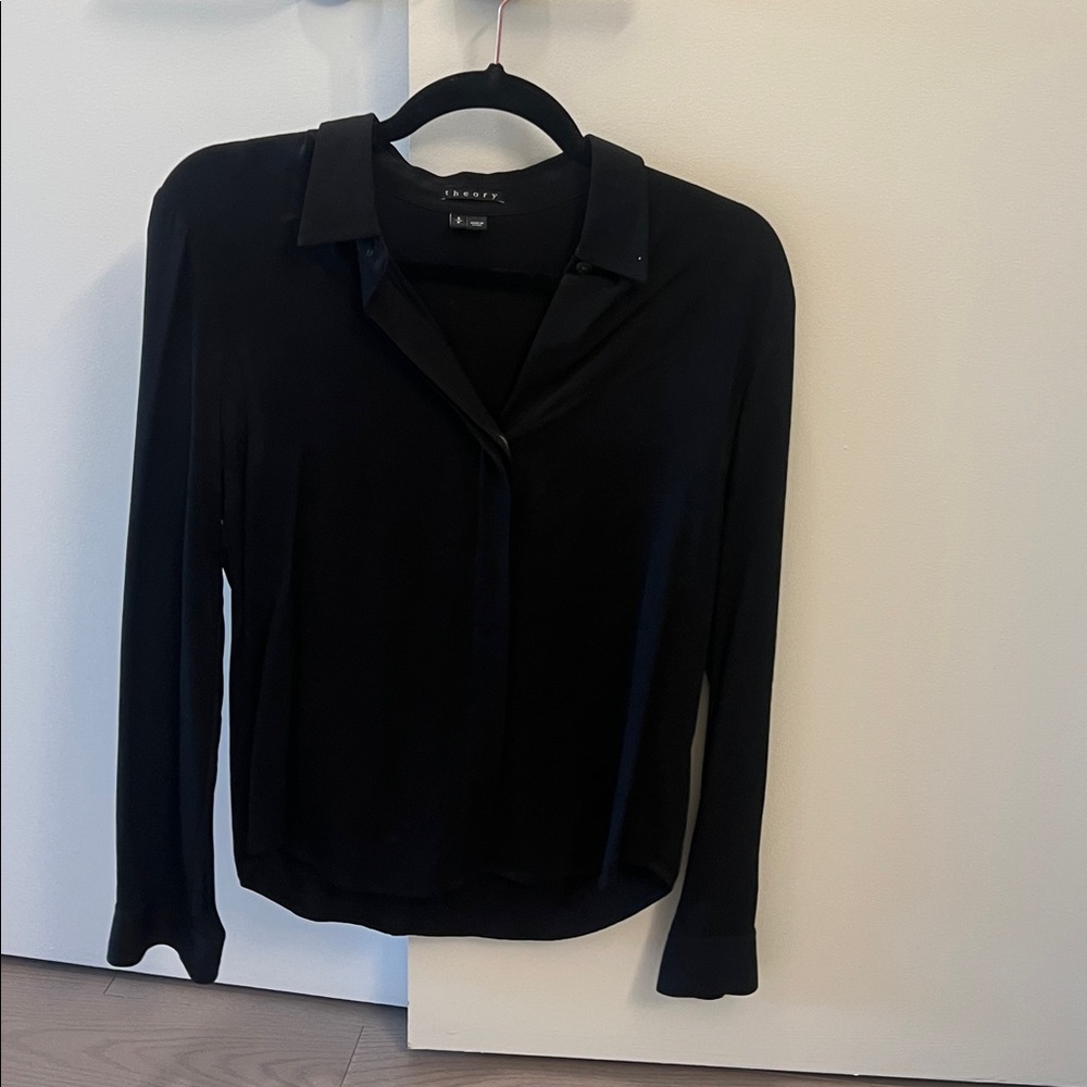 Theory silk Black Button Down Shirt